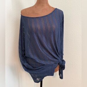 Blue Striped Off-Shoulder Top
